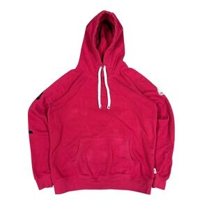 Canadiana Mens Red Fleece Hoodie Sweatshirt Size Large Gorpcore Vibe